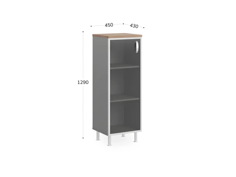 BRL RB050-45х43L Стеллаж- витрина стекло в раме L 450х430х1290 Орех Вармия/Серый вулканический