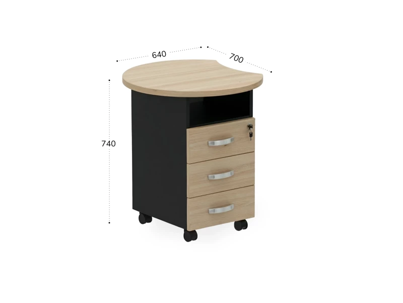 BRL RB087-64х70L Тумба приставная левая 640х700х740 Акация/Черный