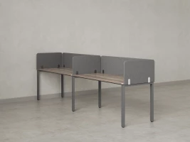 Бенч-система в 1 ряд, 2 рабочих места 5 тканевых экранов 2400x600x750 RM167-1-24x6 Дуб Маувелла/Серый