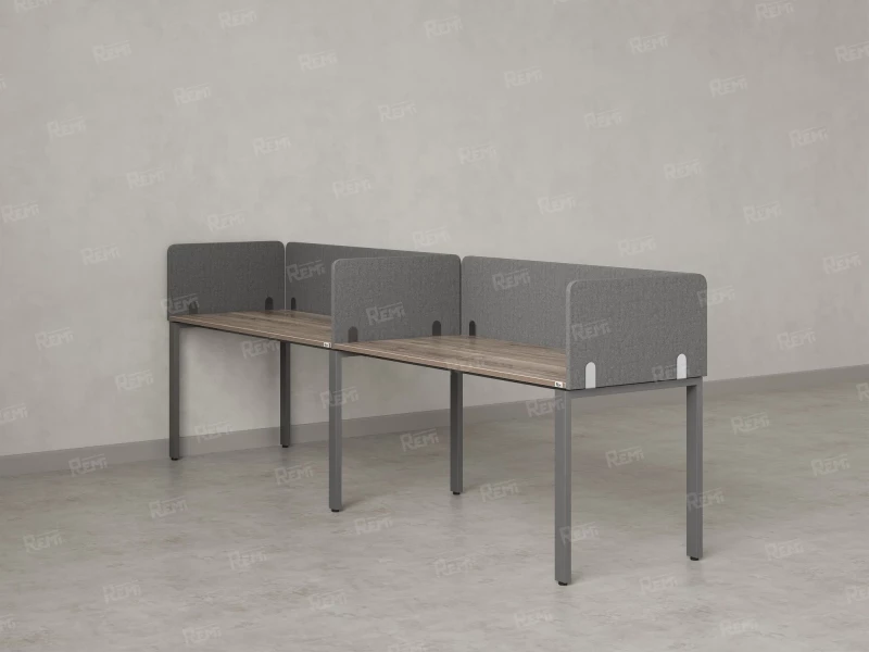 Бенч-система в 1 ряд, 2 рабочих места 5 тканевых экранов 2400x600x750 RM167-1-24x6 Дуб Маувелла/Серый