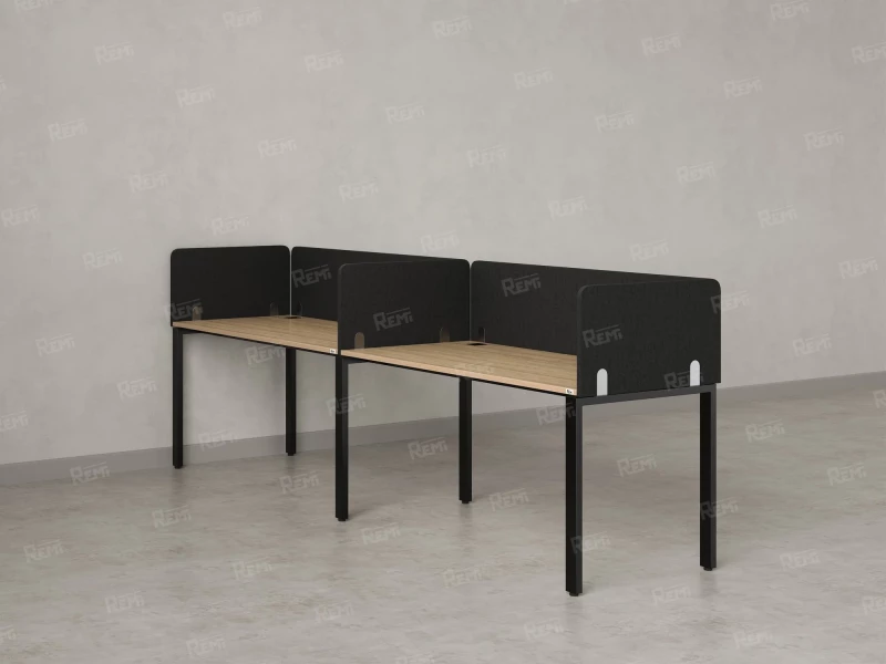 Бенч-система в 1 ряд, 2 рабочих места 5 тканевых экранов 3200x700x750 RM167-1-32x7 Вяз Швейцарский светлый/Черный