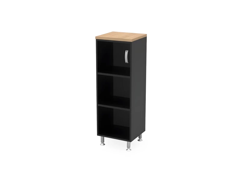 BRL RB049-45х43L Стеллаж закрытый витрина стекло левый 450х430х1290 Акация/Черный