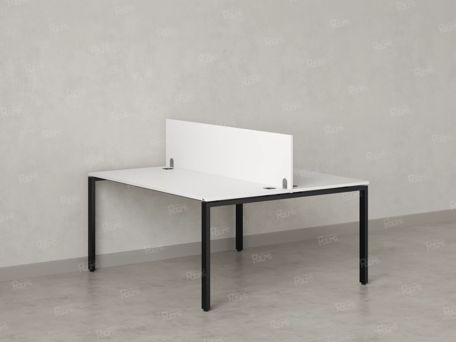 Бенч-система, 2 рабочих места, с одним экраном ЛДСП 1800x1400x750 RM165-2-18x14 Белый/Черный