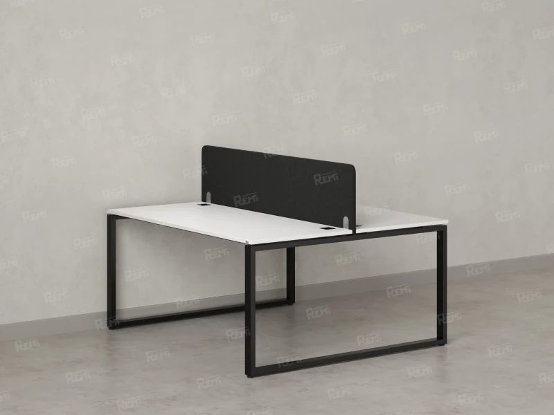 Бенч-система, 2 рабочих места, с одним тканевым экраном 1200x1200x750 RM169-1-12x12 Белый/Черный