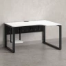 Стол угловой, экран металл, О-опора, правый 1800x600/900x750, RM057-18x6-9 Белый/Черный