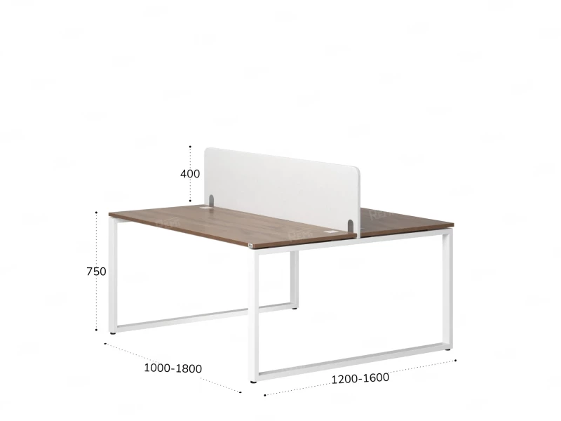 Бенч-система, 2 рабочих места, с одним тканевым экраном 1600x1200x750 RM169-1-16x12 Дуб Юстус/Белый