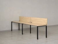 Бенч-система в 1 ряд, 2 рабочих места 2 ЛДСП экранов 2400x800x750 RM167-4-24x8 Вяз Швейцарский светлый/Черный