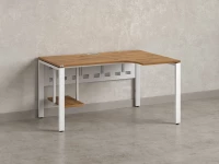 Стол угловой, экран металл, П-опора, правый 1800x800/1000x750, RM058-18x8-10 Дуб Юстус/Белый