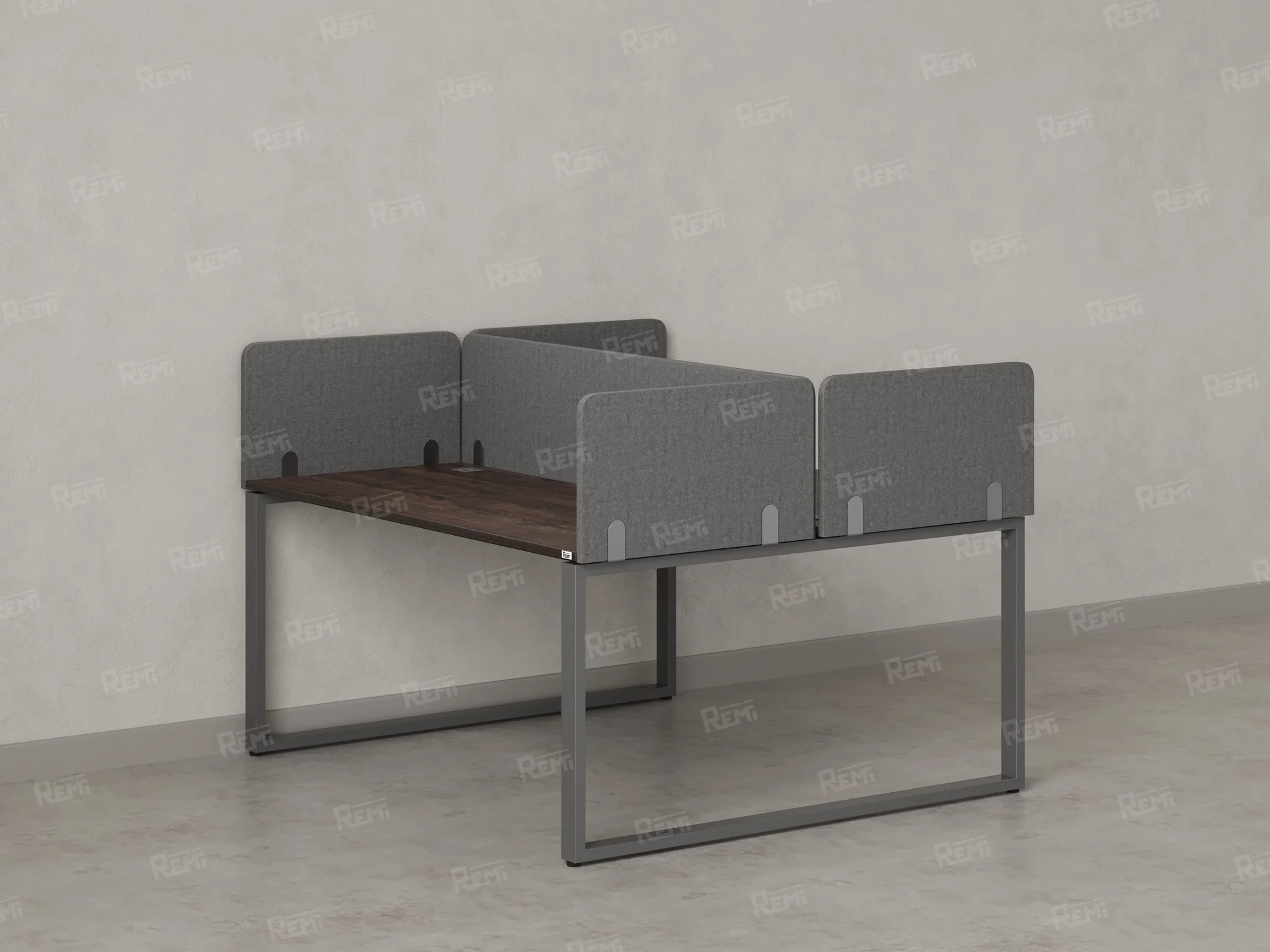 Бенч-система, 2 рабочих места, 5 тканевых экранов 1400x1200x750 RM169-3-14x12 Дуб Апрельский шоколад/Серый