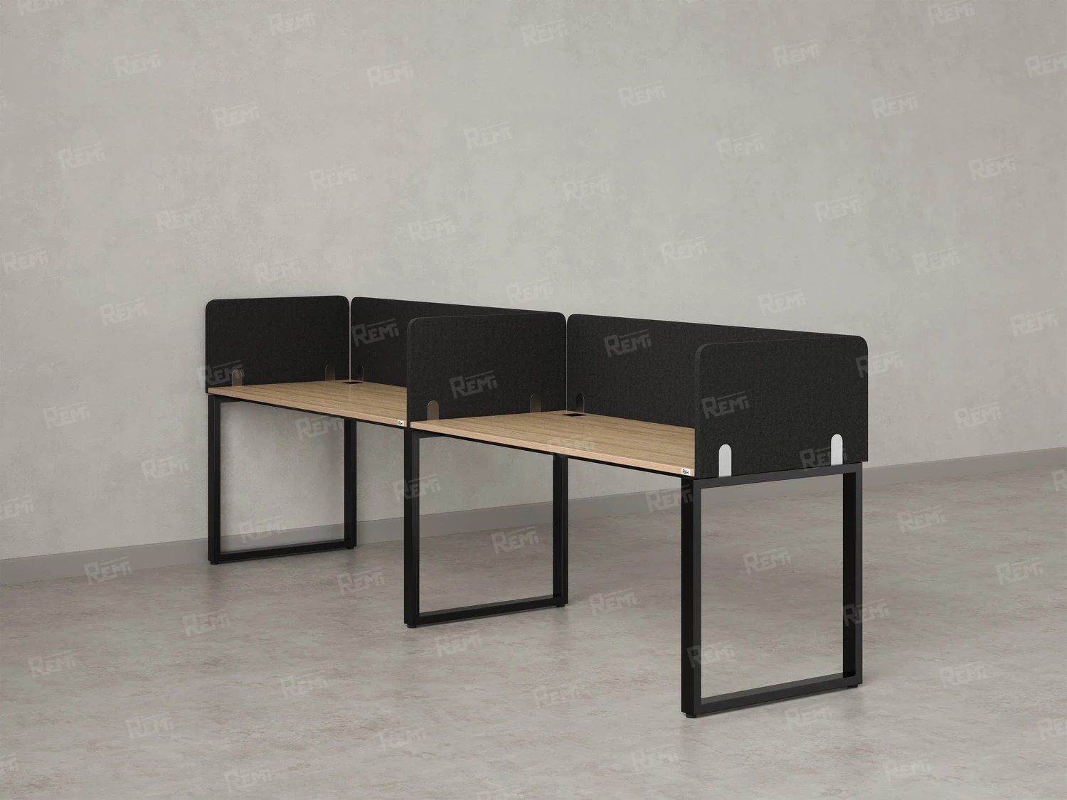 Бенч-система в 1 ряд, 2 рабочих места 5 тканевых экранов 3200x700x750 RM168-1-32x7 Вяз Швейцарский светлый/Черный