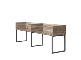 Бенч-система в 1 ряд, 2 рабочих места 5 ЛДСП экранов 2700x800x750 RM168-2-27x8 Дуб Маувелла/Серый
