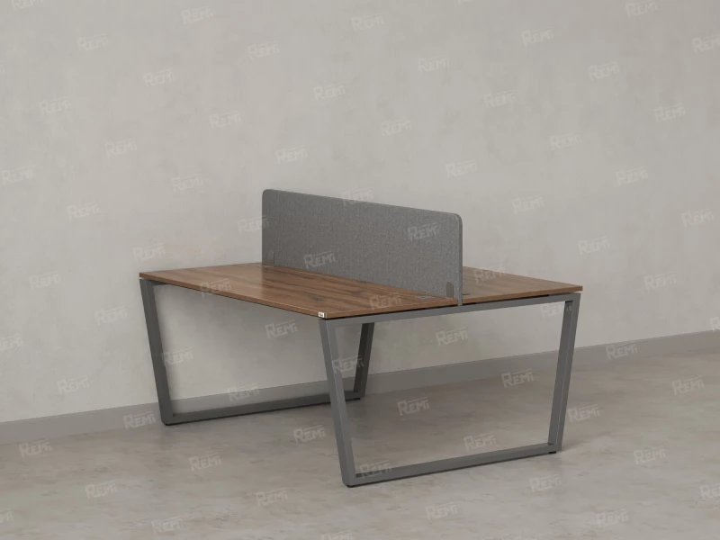 Бенч-система, 2 рабочих места, с одним тканевым экраном 1600x1200x750 RM172-1-16x12 Дуб Юстус/Серый