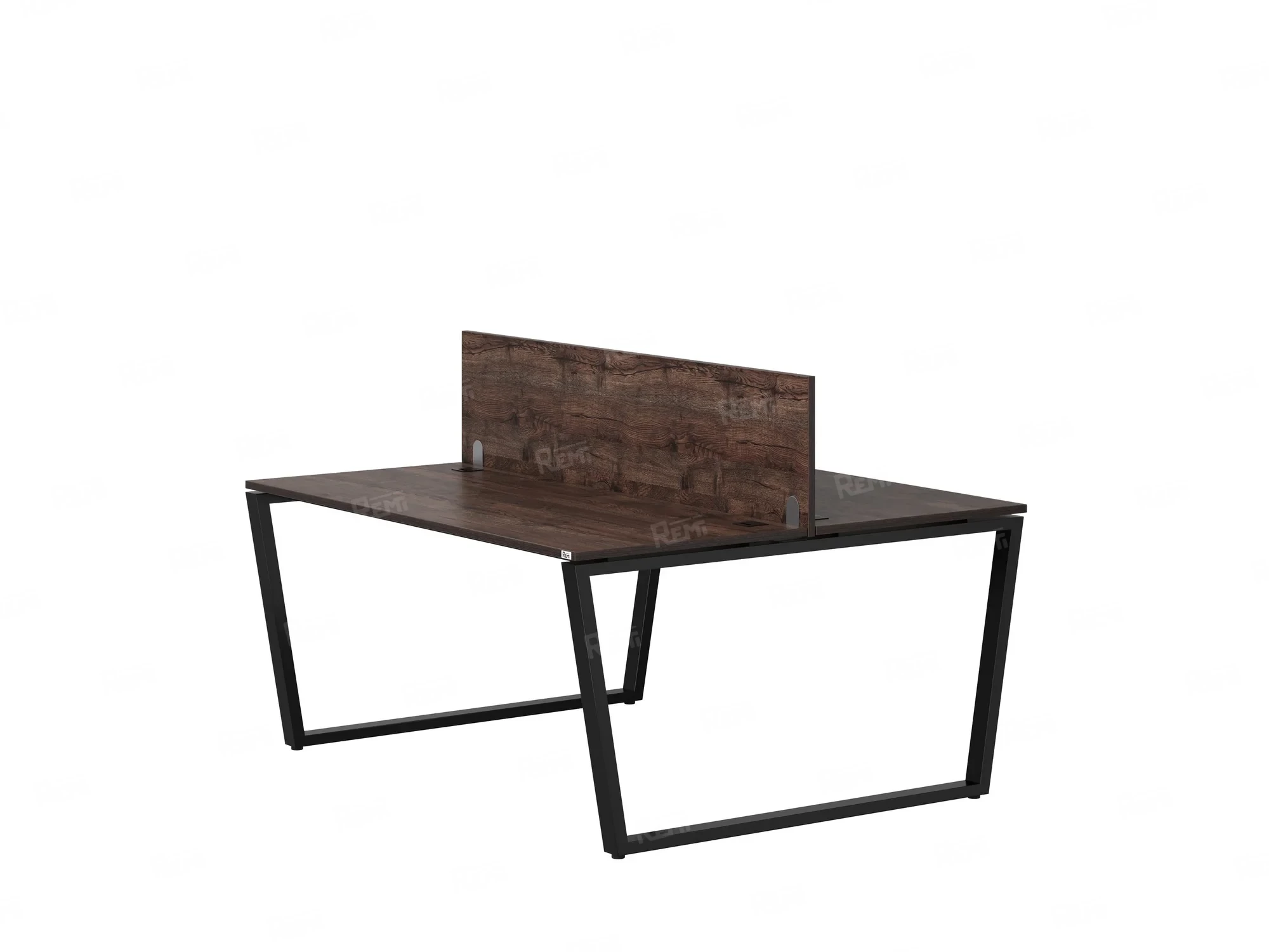 Бенч-система, 2 рабочих места, с одним экраном ЛДСП 1000x1400x750 RM172-2-10x14 Дуб Апрельский шоколад/Черный