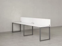 Бенч-система в 1 ряд, 2 рабочих места 2 ЛДСП экранов 3600x600x750 RM168-4-36x6 Белый/Серый