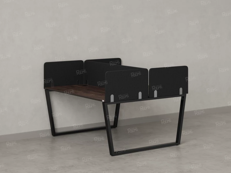 Бенч-система, 2 рабочих места, 5 тканевых экранов 1400x1200x750 RM172-3-14x12 Дуб Апрельский шоколад/Черный