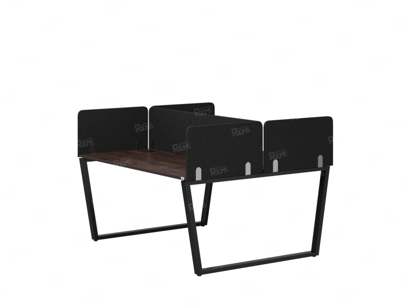 Бенч-система, 2 рабочих места, 5 тканевых экранов 1400x1200x750 RM172-3-14x12 Дуб Апрельский шоколад/Черный