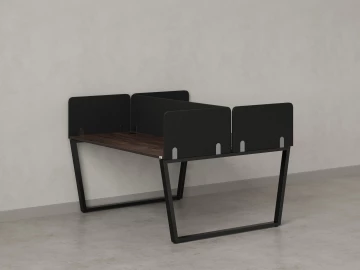Бенч-система, 2 рабочих места, 5 тканевых экранов 1400x1200x750 RM172-3-14x12 Дуб Апрельский шоколад/Черный