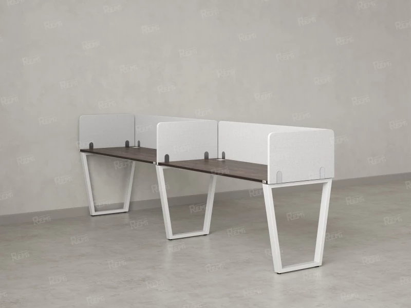 Бенч-система в 1 ряд, 2 рабочих места 5 тканевых экранов 3200x700x750 RM174-1-32x7 Дуб Апрельский шоколад/Белый