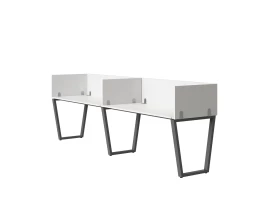 Бенч-система в 1 ряд, 2 рабочих места 5 ЛДСП экранов 2000x800x750 RM174-2-20x8 Белый/Серый