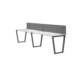 Бенч-система в 1 ряд, 2 рабочих места 2 тканевых экранов 2700x700x750 RM174-3-27x7 Белый/Серый
