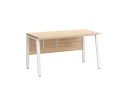 Стол прямой, Л-опора, экран ЛДСП,парящая стол-ца 1400x600x750 RM009-14x6 Вяз Швейцарский светлый/Белый