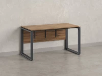 Стол прямой, О-опоры, экран ЛДСП,парящая стол-ца 1600x800x750 RM008-16x8 Дуб Юстус/Серый