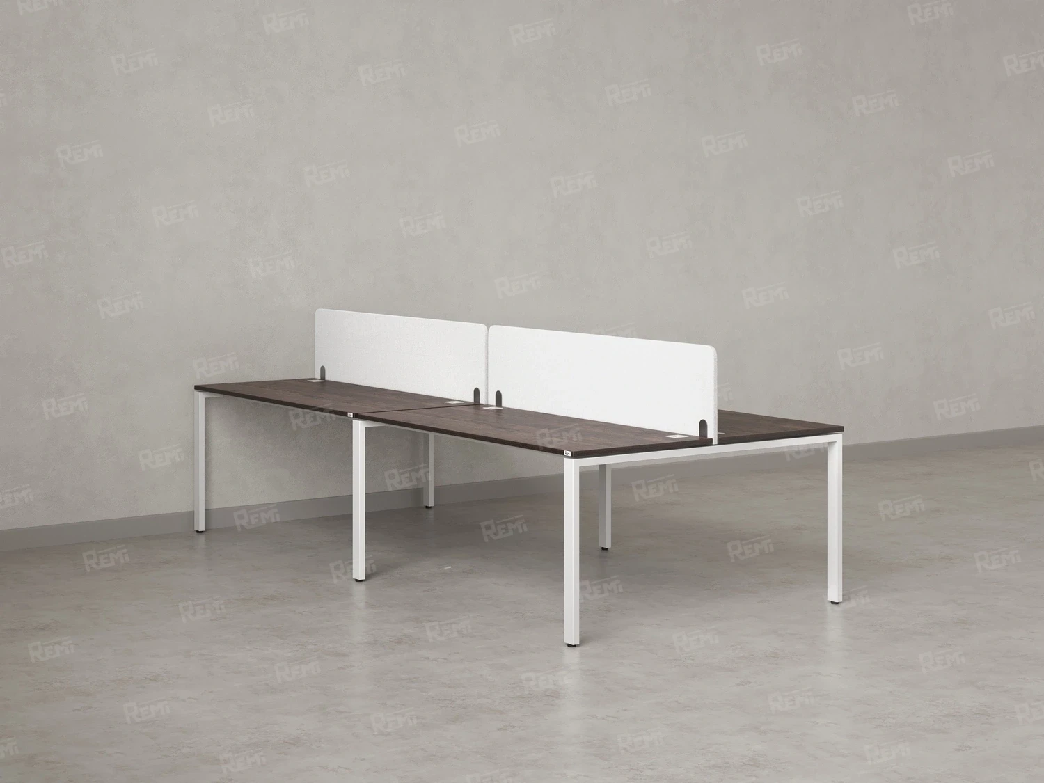 Бенч-система, 4 рабочих места, на П-образных опорах, 2 тканевых экранов 2000x1200x750 RM166-3-10x12 Дуб Апрельский шоколад/Белый