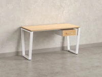 Стол прямой с подвесной тумбой, U-опора 2000x800x750 RM034-20x8 Вяз Швейцарский светлый/Белый