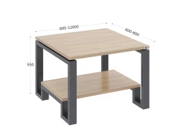 Журнальный стол с полкой 900x600x550 RM181-9x6 Вяз Швейцарский светлый/Серый