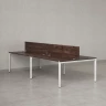 Бенч-система, 4 рабочих места, на П-образных опорах, 2 ЛДСП экранов 1200x1600x750 RM166-4-12x16 Дуб Апрельский шоколад/Белый