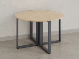 Круглый стол на О-образных опорах 1500x1500x750 RM187-15x15 Вяз Швейцарский светлый/Серый