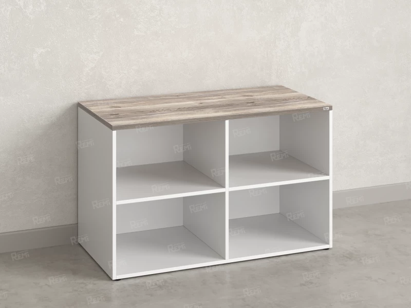 Стеллаж низкий, 4 ячейки 1200х600х750 RM146-12x6 Дуб Маувелла/Белый