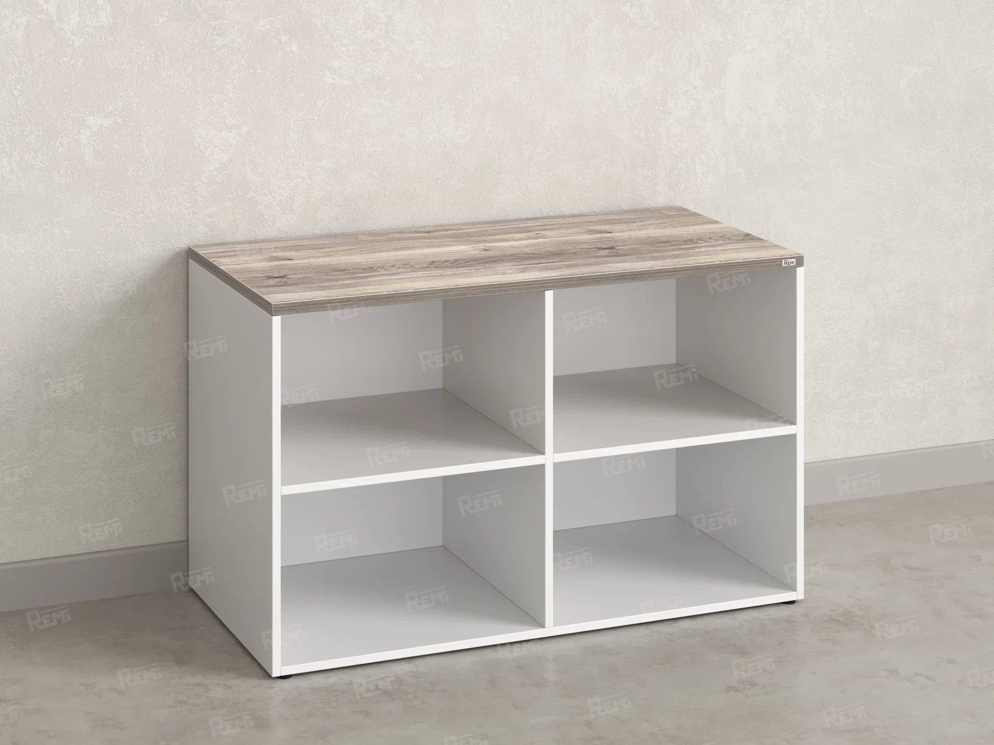 Стеллаж низкий, 4 ячейки 1200х600х750 RM146-12x6 Дуб Маувелла/Белый