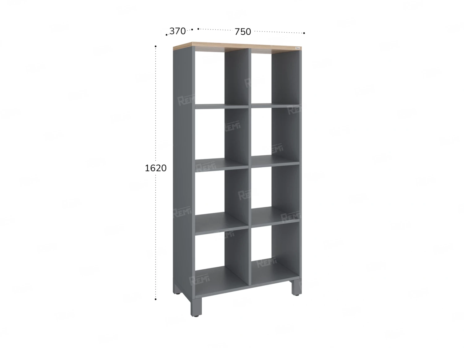 Стеллаж, 8 ячеек 750х370х1620 RM139-75x37 Вяз Швейцарский светлый/Серый