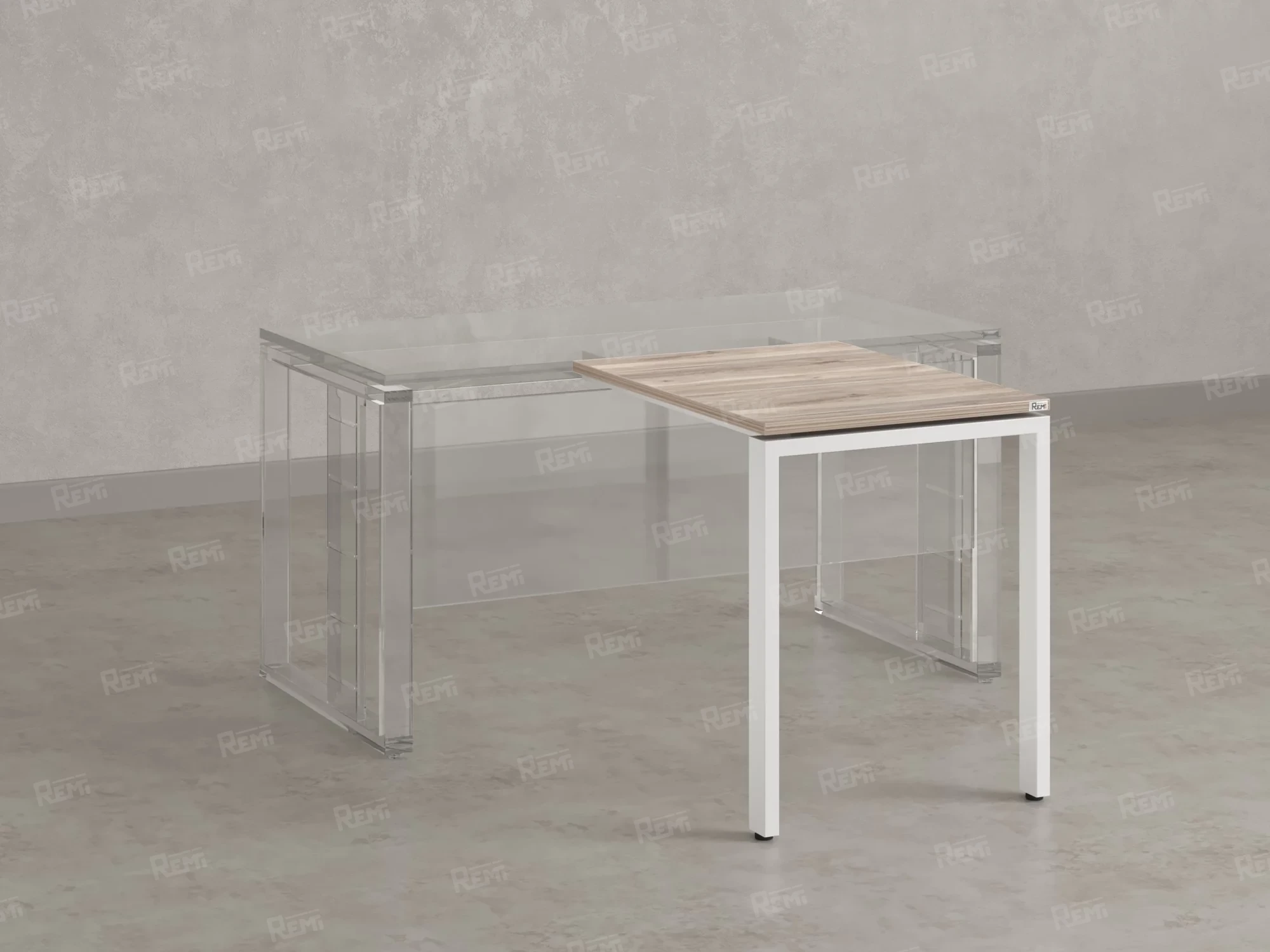 Брифинг прямой, с парящей столешнецей, на П-образном каркасе 1000x800x750 RM070-10x8 Дуб Маувелла/Белый