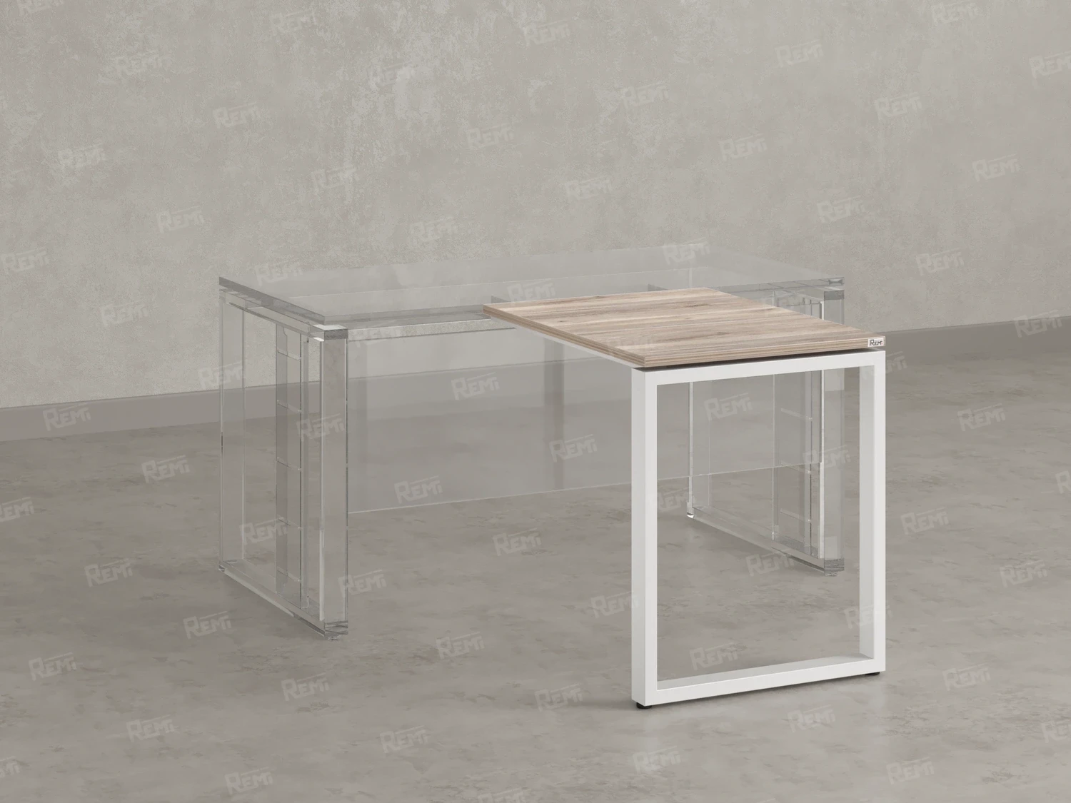 Брифинг прямой, с парящей столешнецей, на О-образном каркасе 1700x800x750 RM072-17x8 Дуб Маувелла/Белый