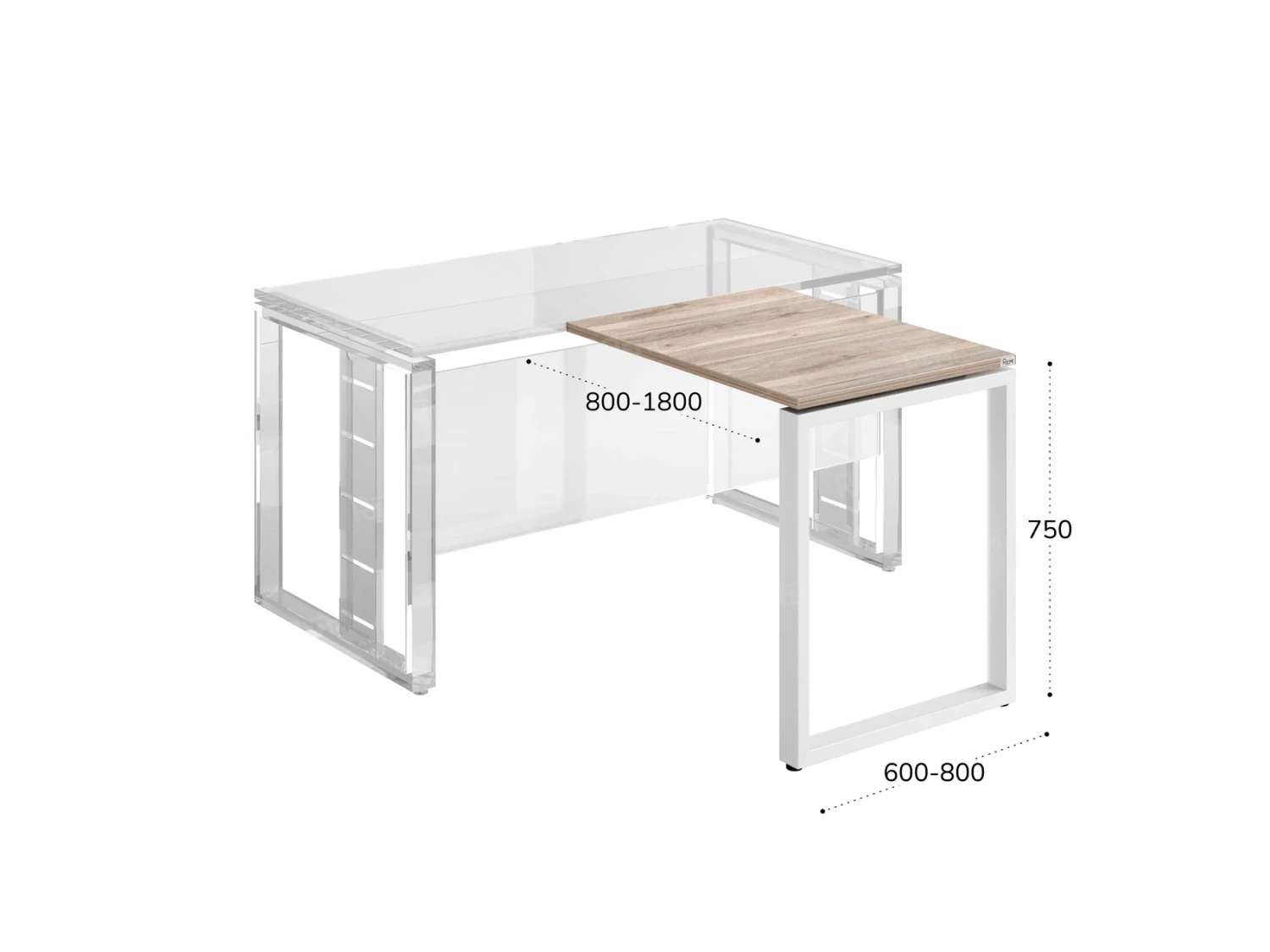 Брифинг прямой, с парящей столешнецей, на О-образном каркасе 1700x800x750 RM072-17x8 Дуб Маувелла/Белый