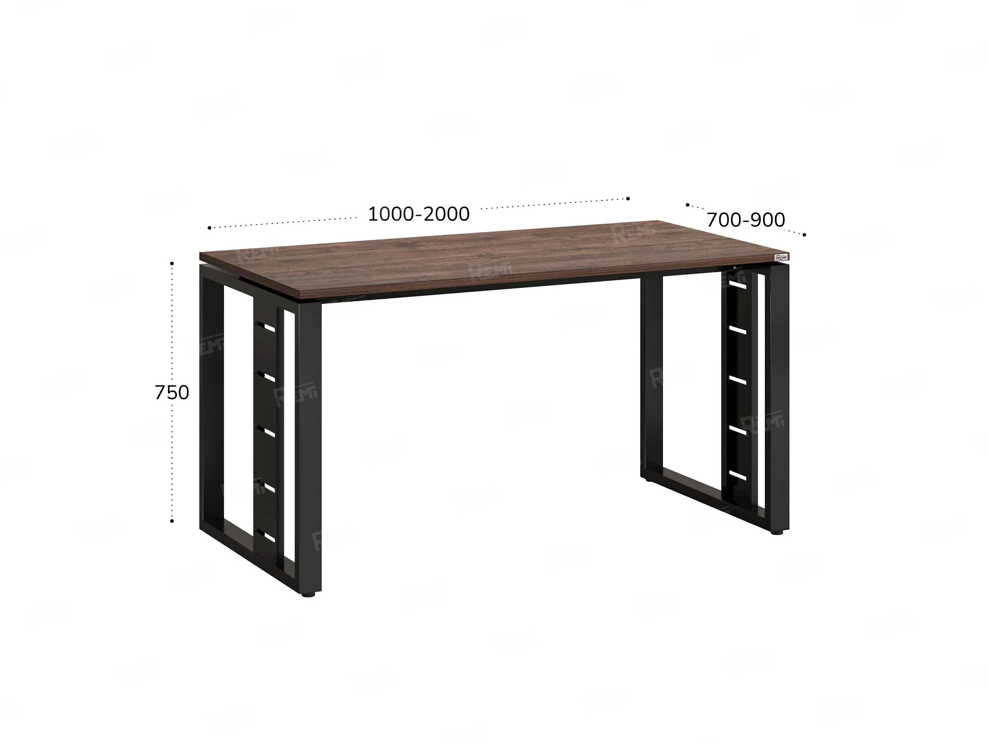 Стол прямой на О-образных опорах 1600x900x750 RM040-16x9 Дуб Апрельский шоколад/Черный