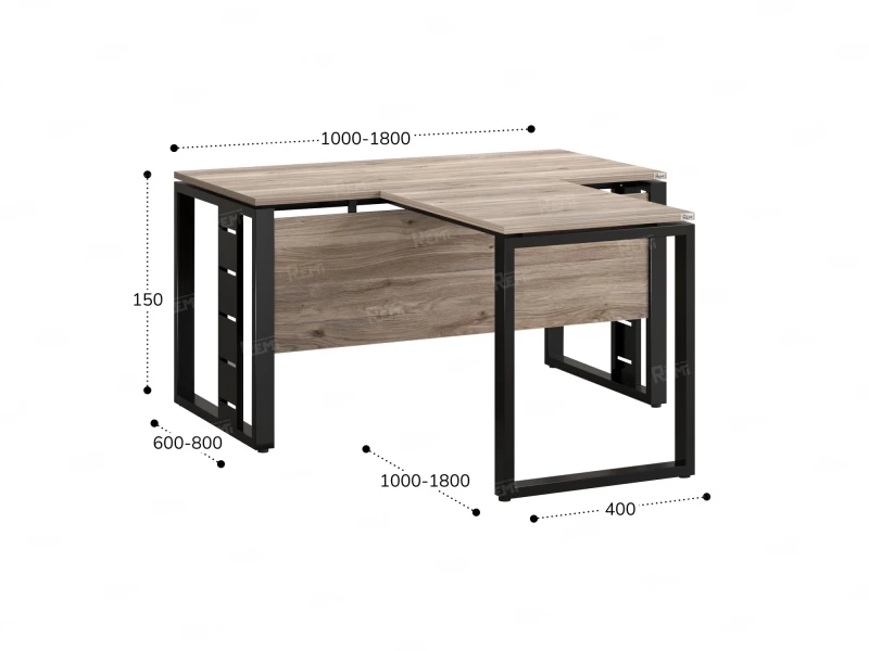 Стол с брифингом с парящей столешницей на О-образных опорах с экраном ЛДСП RM045-14x9 1400x2300x750 Дуб Маувелла/Черный