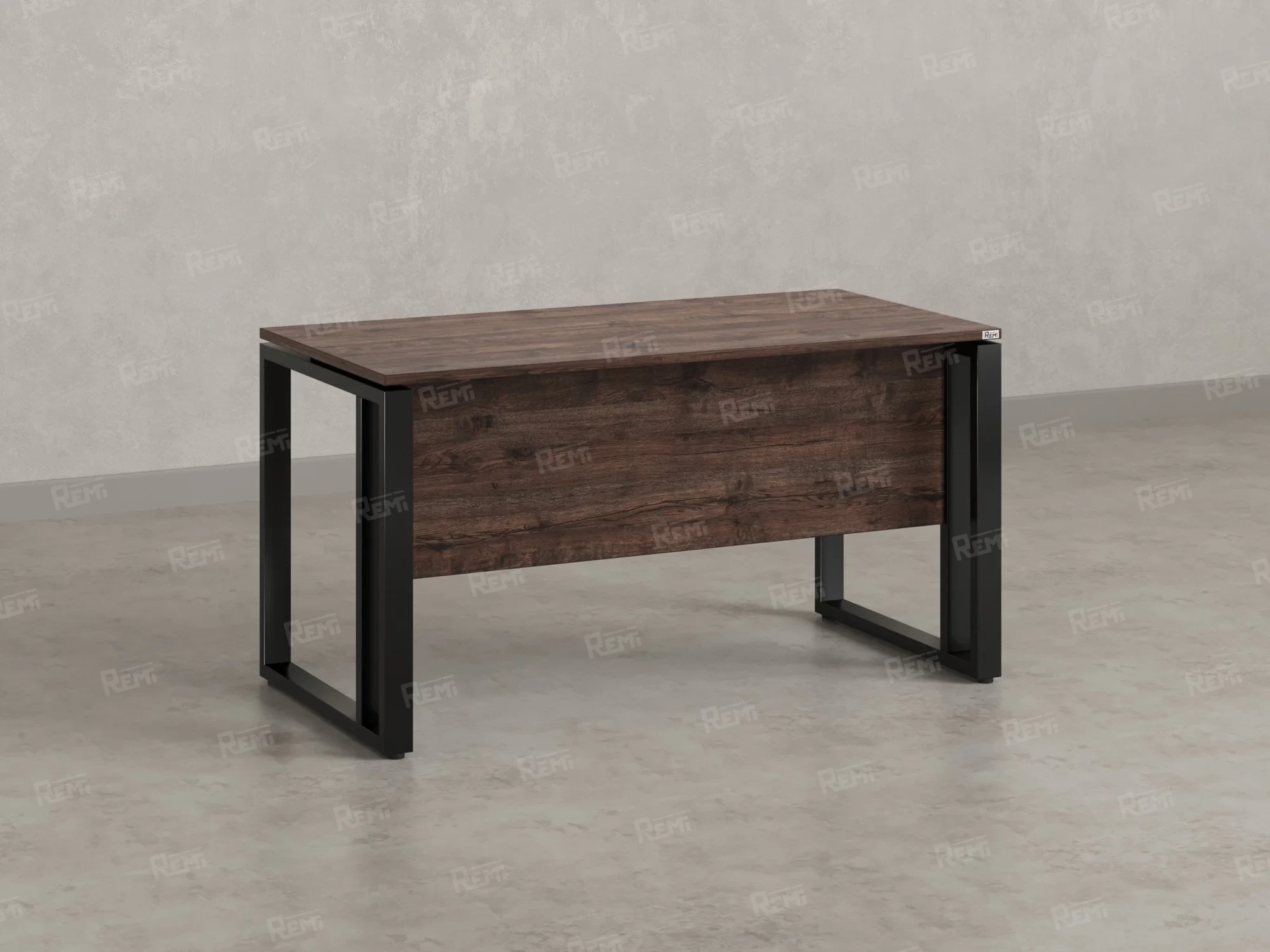 Стол прямой на О-образных опорах с экраном ЛДСП 1800x800x750 RM041-18x8 Дуб Апрельский шоколад/Черный