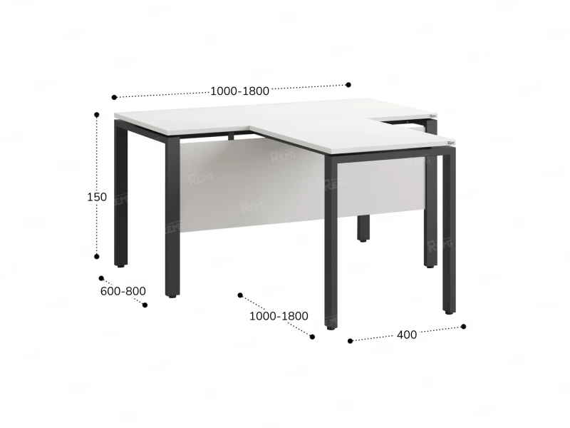 Стол с брифингом с парящей столешницей на П-образных опорах с экраном ЛДСП RM043-18x6 1800x2400x750 Белый/Серый