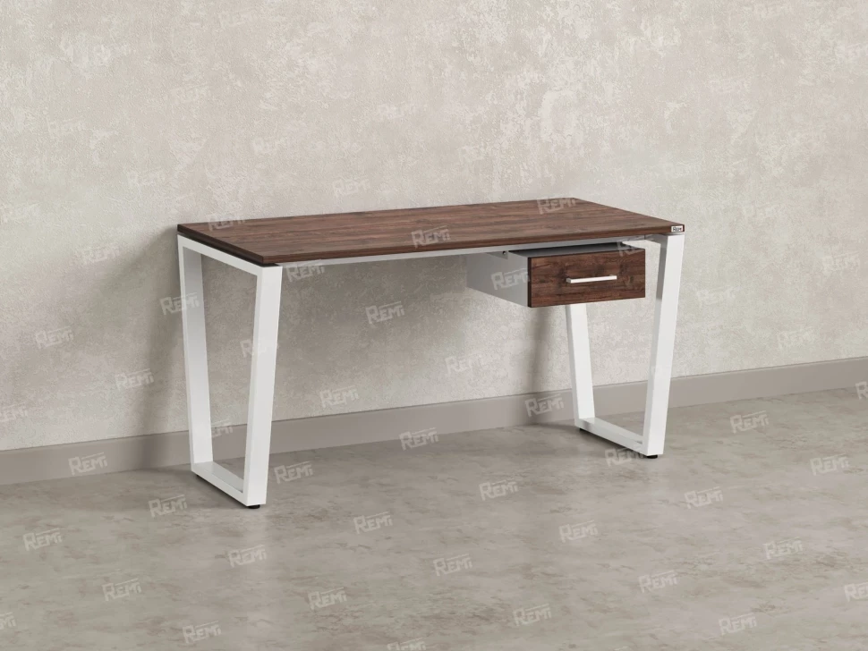 Стол прямой с подвесной тумбой, U-опора 1800x600x750 RM034-18x6 Дуб Апрельский шоколад/Белый