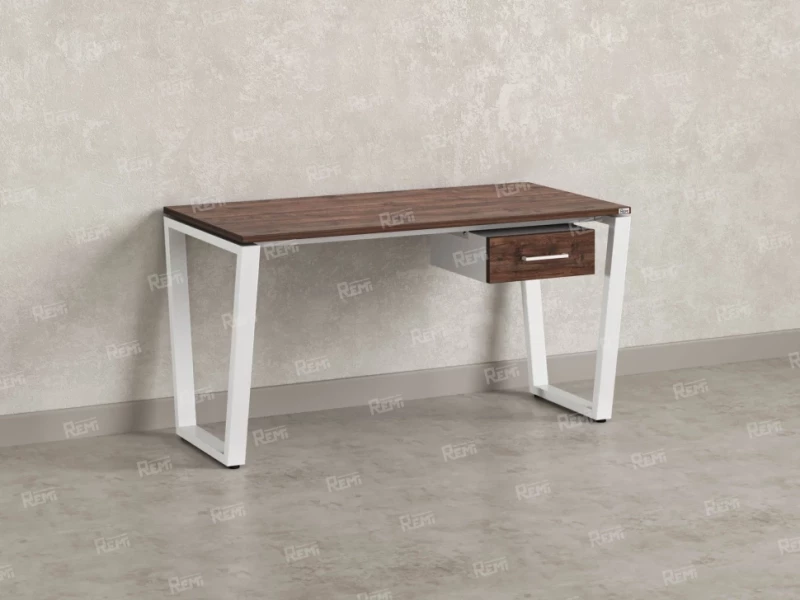 Стол прямой с подвесной тумбой, U-опора 1800x600x750 RM034-18x6 Дуб Апрельский шоколад/Белый