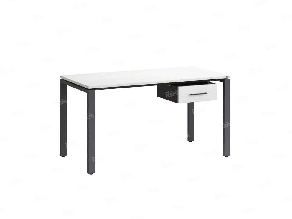 Стол прямой с подвесной тумбой, П-опора 1800x700x750 RM038-18x7 Белый/Серый