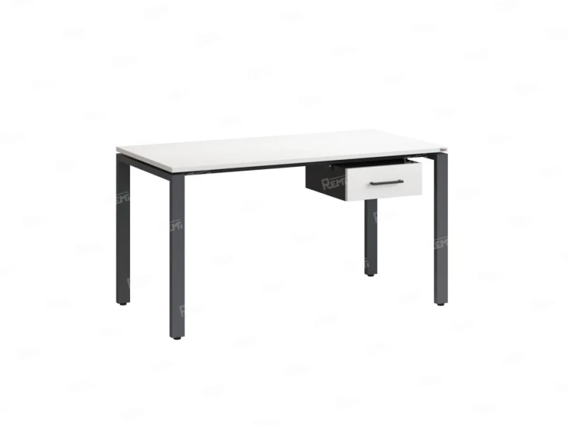 Стол прямой с подвесной тумбой, П-опора 1800x700x750 RM038-18x7 Белый/Серый