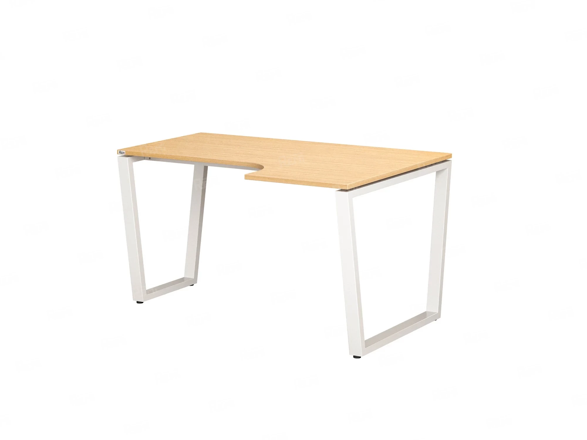 Стол угловой, U-опора, правый 1400x600/900x750, RM050-14x6-9 Вяз Швейцарский светлый/Белый