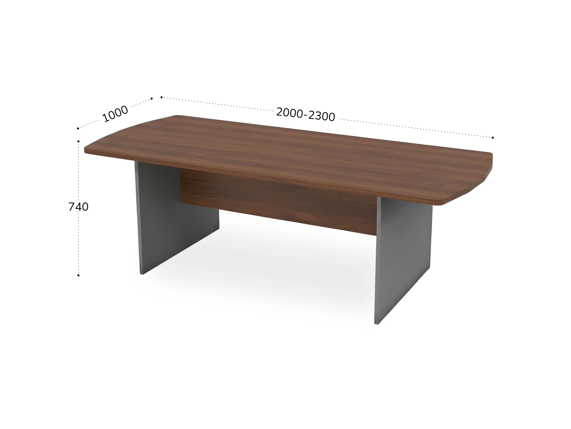 BRL RB009-230х100 Конференц-стол симметричный 2300х1000х740 Орех Вармия/Серый вулкан-кий