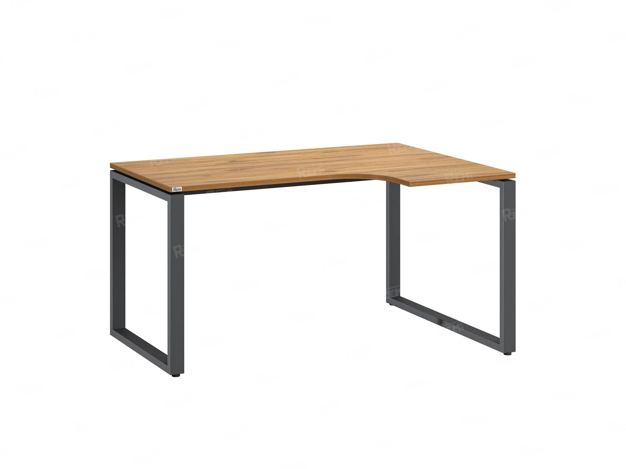 Стол угловой, О-опора, правый 1400x800/1000x750, RM054-14x8-10 Дуб Юстус/Серый