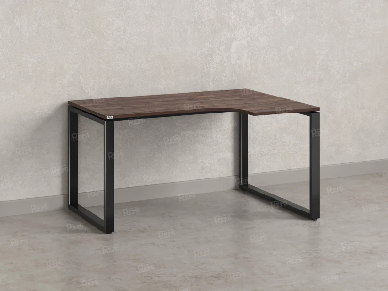 Стол угловой, О-опора, правый 1800x700/900x750, RM054-18x7-9 Дуб Апрельский шоколад/Черный