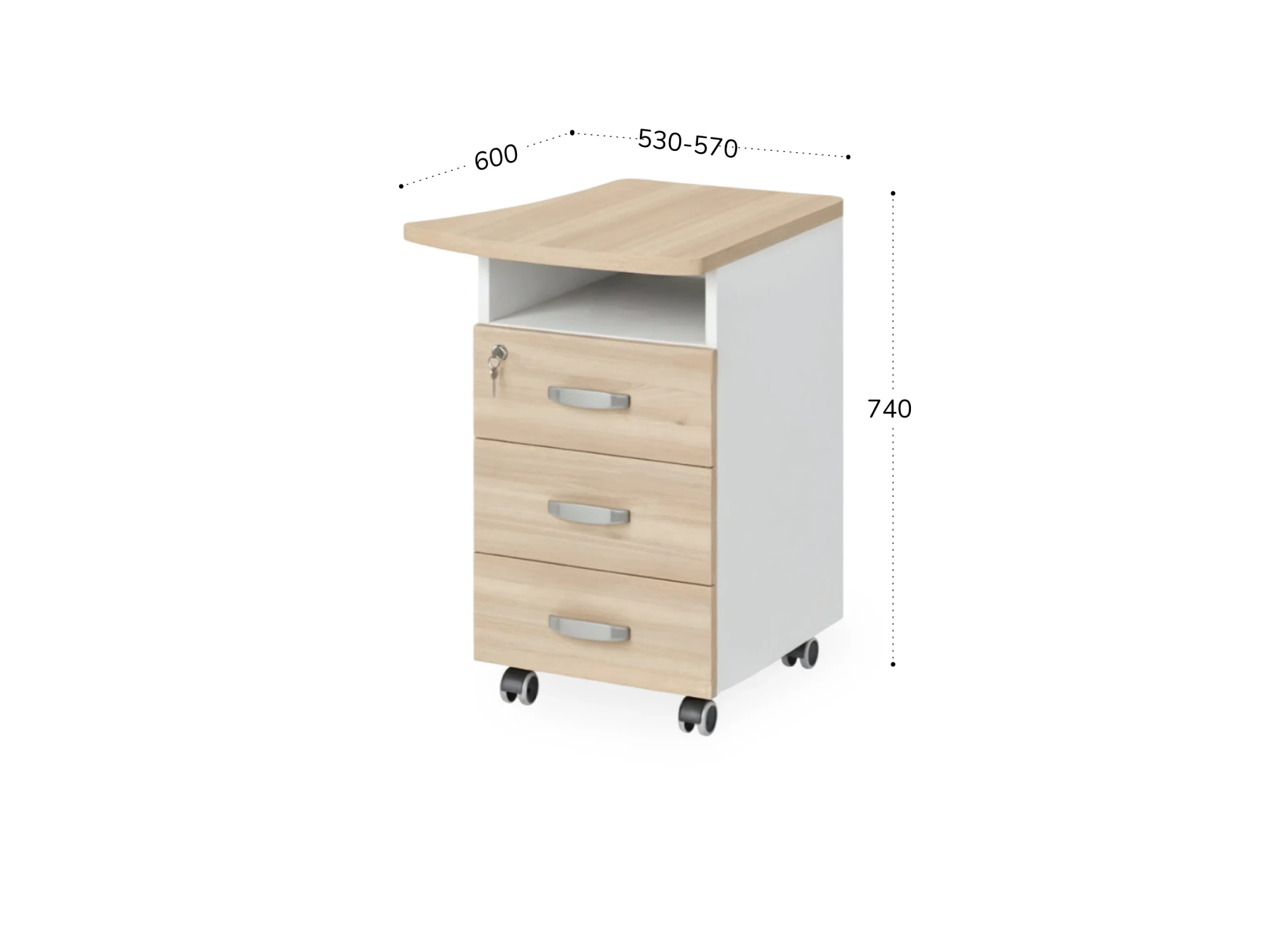 BRL RB086-57х60R Тумба приставная правая 570х600х740 Акация/Белый